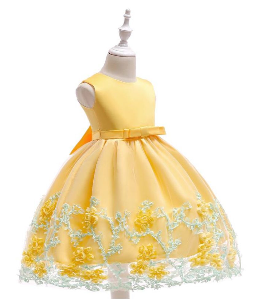 Maahi Yellow Princess Floral Dress For Girls - Buy Maahi Yellow ...