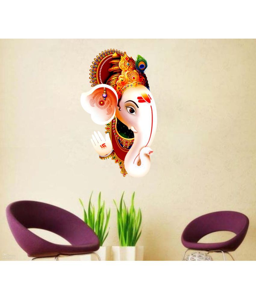     			Decor Villa Lord ganesha in red PVC Multicolour Wall Sticker - Pack of 1