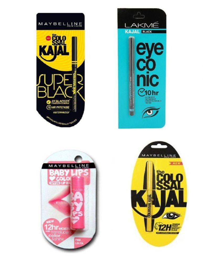 Maybelline Pencil Eyeliner Colossal+Super+Lakme+Pink Combo 5.05 gm Pack