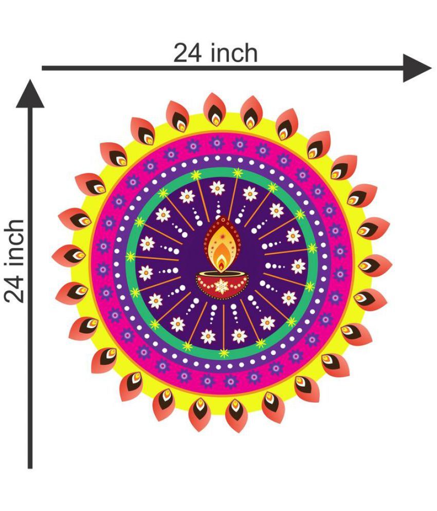 Decor Villa Rangoli Vinyl Multicolour Wall Sticker Pack of 1 Buy