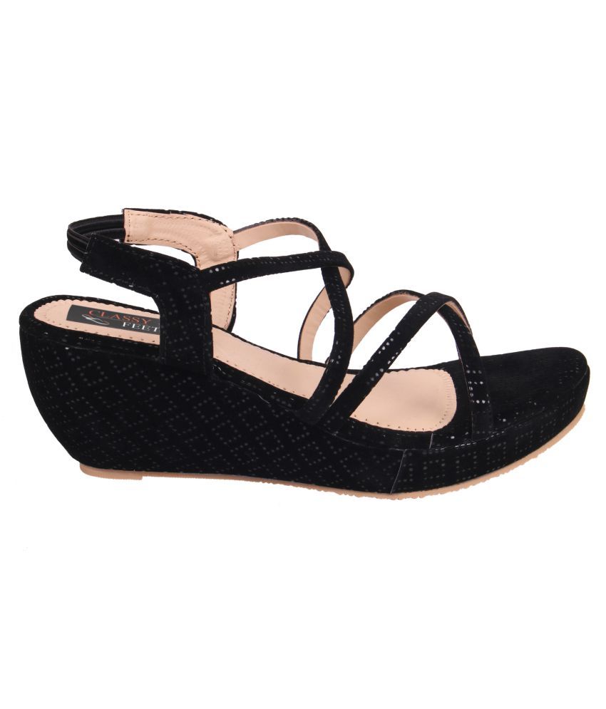 Classy Feet Black Wedges Heels Price in India- Buy Classy Feet Black Wedges Heels Online at Snapdeal