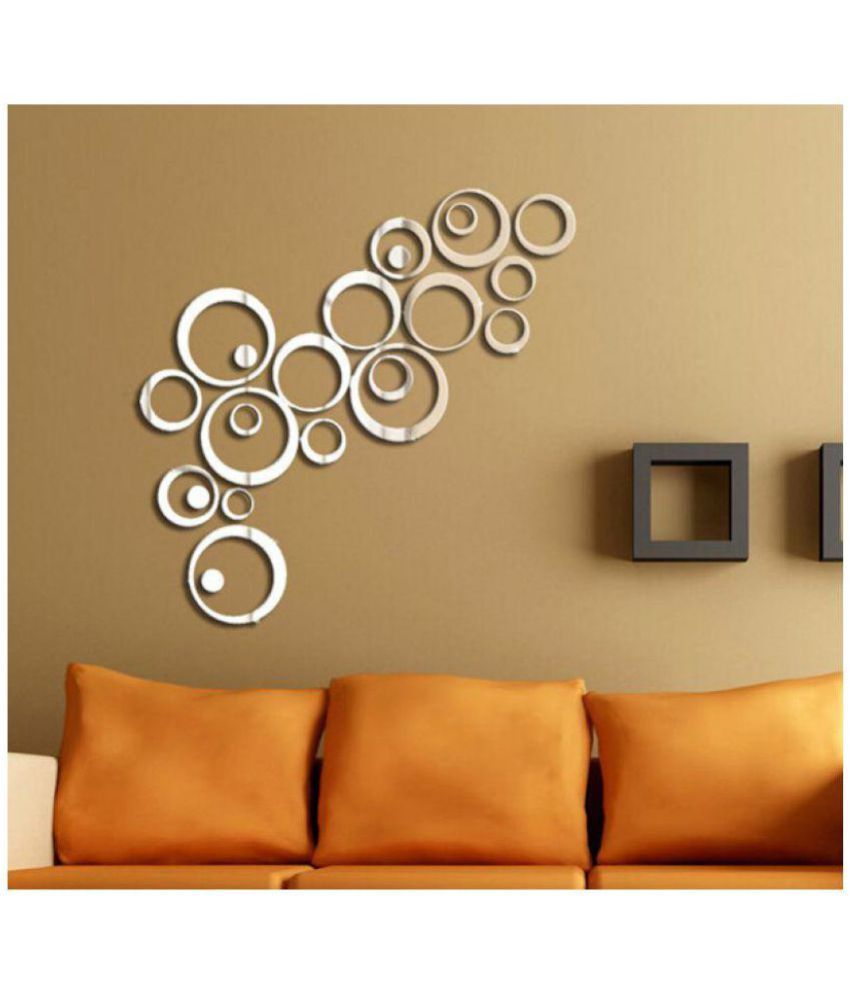 wall1ders Rings and Dots Silver 3D mirror (Pack of 20) Abstract ...