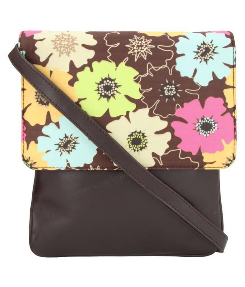 vivinkaa faux leather embroidery handle coffee round sling bag
