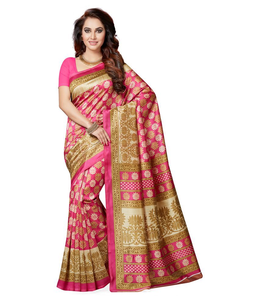 Pink Bhagalpuri Saree main image 0