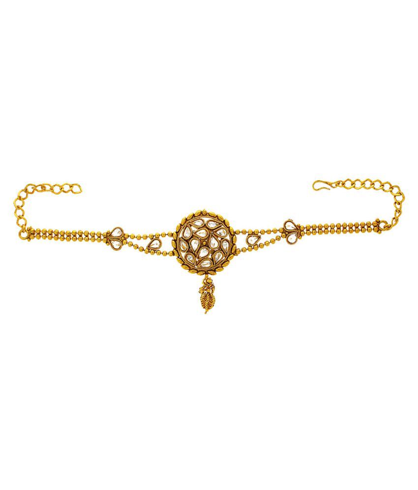 Anuradha Art Gold Finish Round Shape Studded Stone Traditional Bajuband//Armlet For Women//Girls