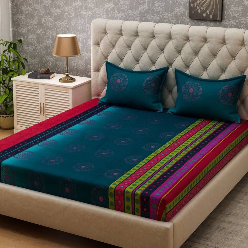 Bombay Dyeing Double Cotton Multi Floral Bed Sheet Buy Bombay Dyeing