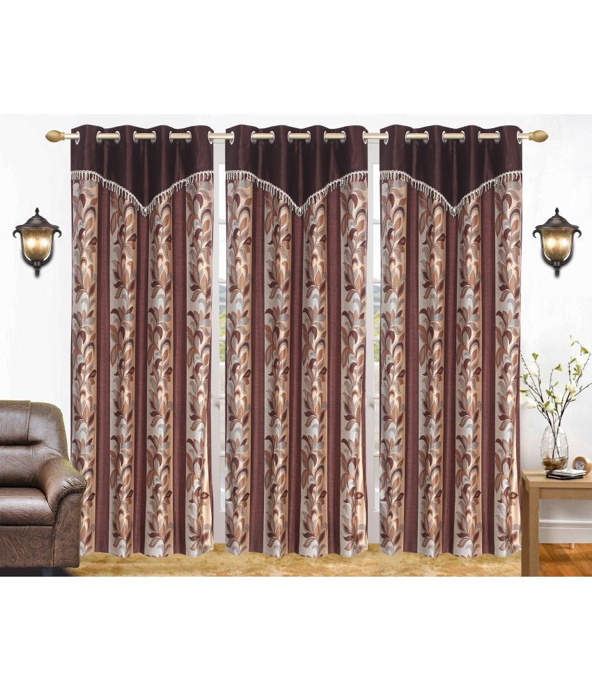     			Stella Creations Set of 3 Door Eyelet Curtains Abstract Brown