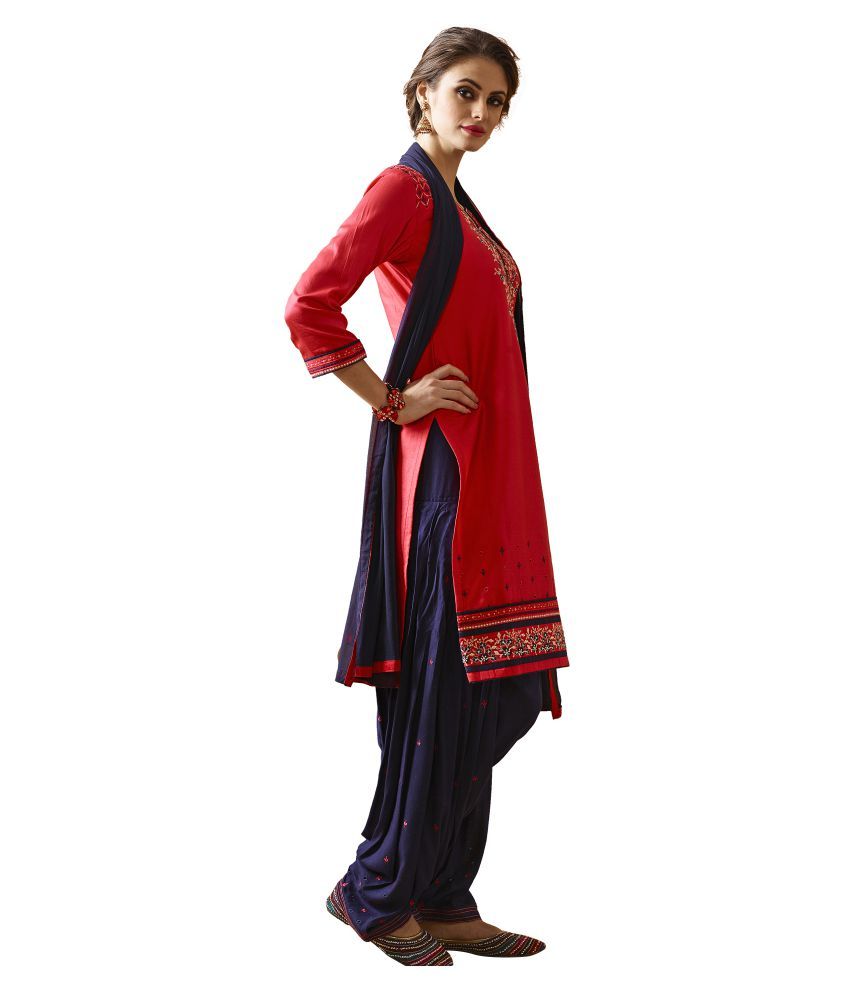 Kvsfab Red and Black Satin Dress Material Buy Kvsfab Red and Black