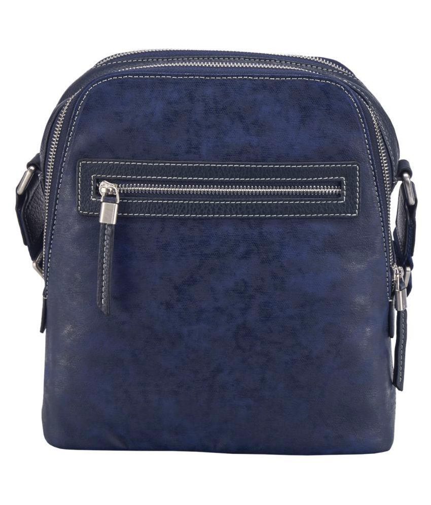 Rohit Bal Blue Leather Casual Messenger Bag Buy Rohit Bal Blue
