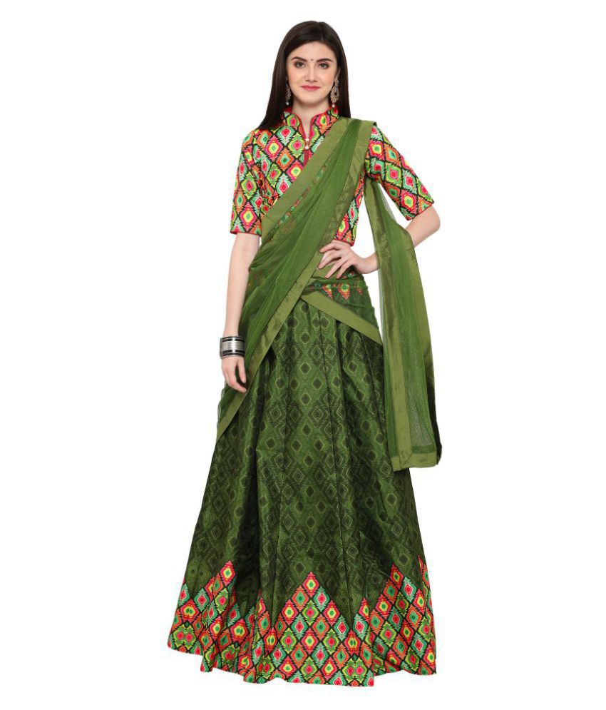 Zeel Clothing Green Bangalore Silk A Line Semi Stitched Lehenga Buy