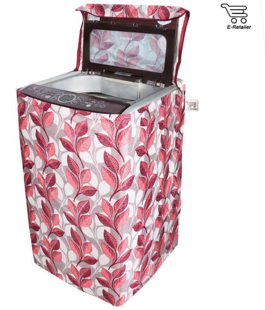     			E-Retailer Single Polycotton Pink Leaves Design Top Load 5 KG To 8 KG Washing Machine Covers