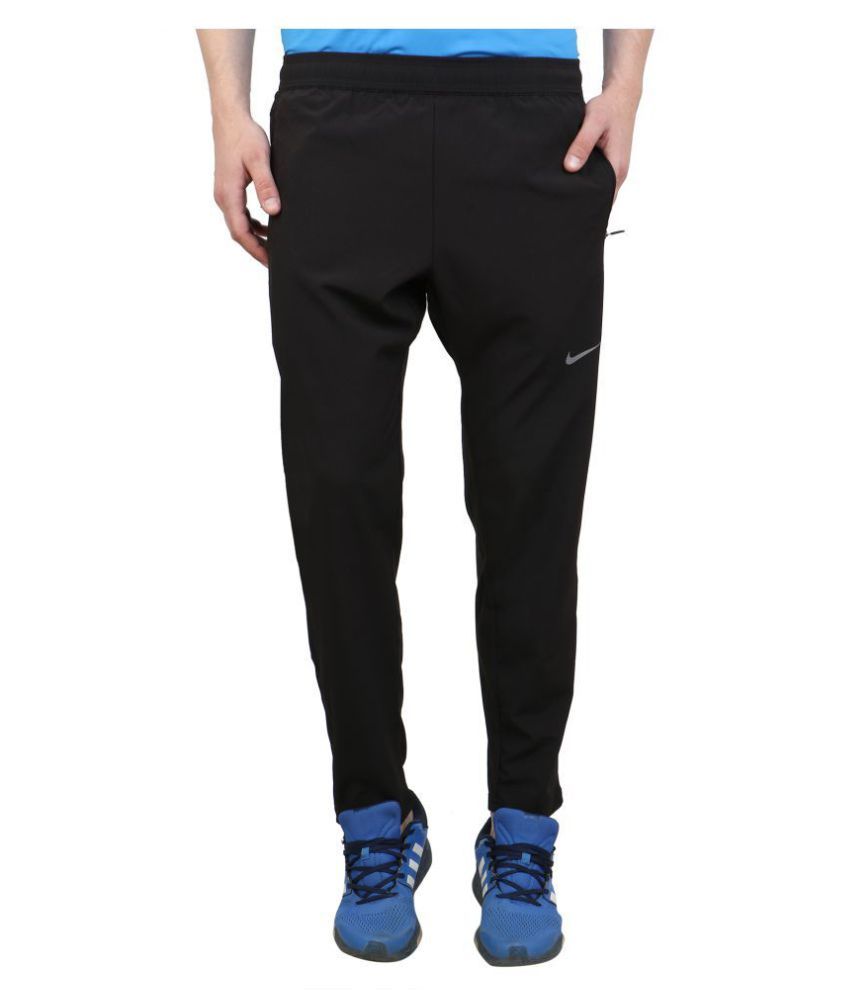 nike black polyester lycra trackpants