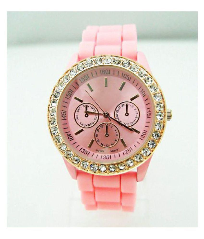 Renaissance Traders Beautiful Pink Diamond Partywear Watch For Women ...