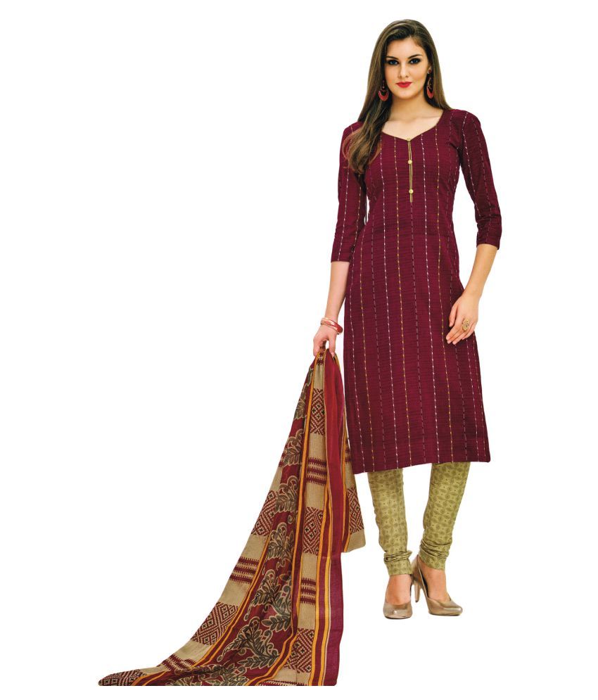 Salwar Studio Maroon Cotton Dress Material Buy Salwar Studio Maroon