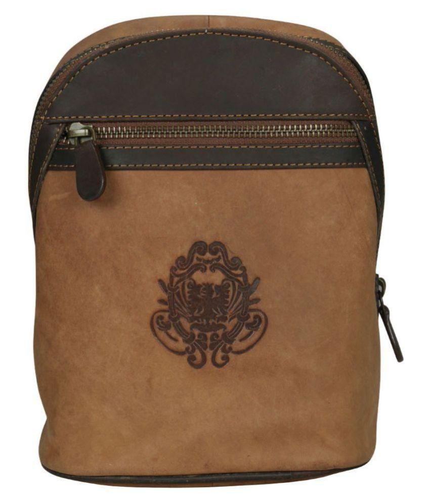 Kan Brown Pure Leather Backpack - Buy Kan Brown Pure ...