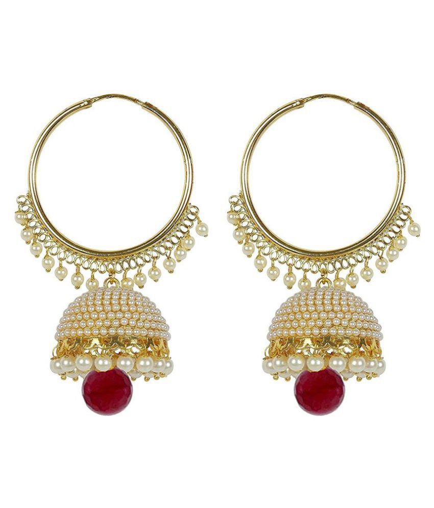     			YouBella Jewellery Traditional Gold Plated Fancy Party Wear Jhumka / Jhumki Earrings for Girls and Women (RED)