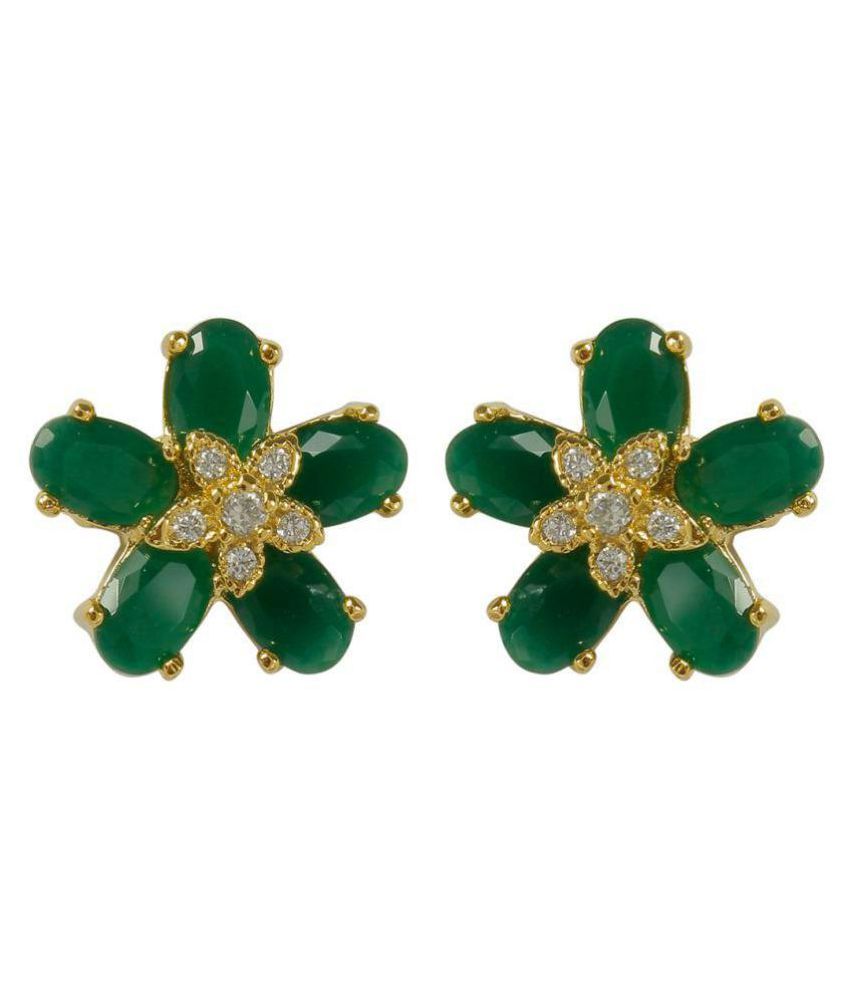 MUCH MORE Jade Stone Work Floral Design Fashion Pendant Set With