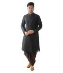 Deyann Black Silk Blend Dhoti Kurta Set