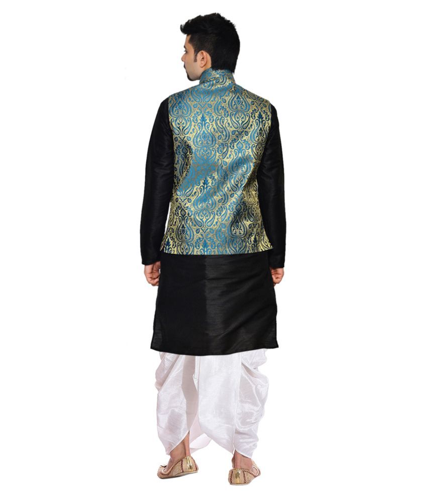 AMG Green Silk Dhoti Kurta Set Pack of 2 - Buy AMG Green Silk Dhoti ...