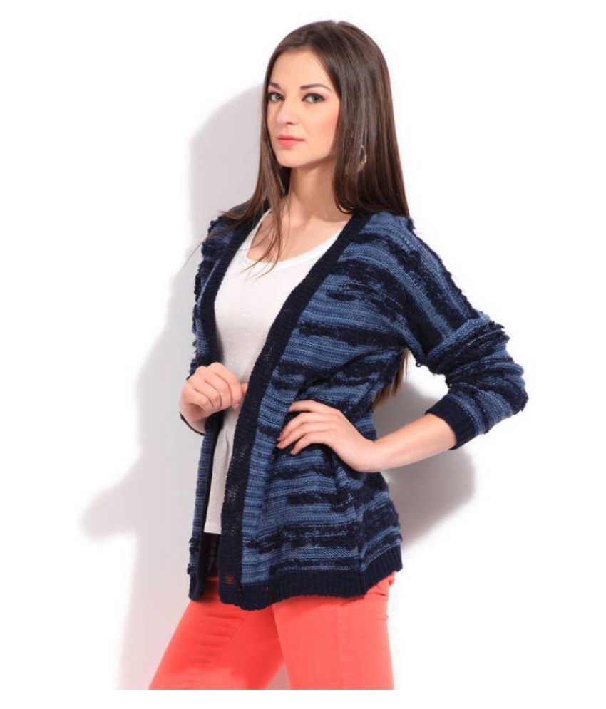 Debenhams Acrylic Blue Knotted Cardigan 
