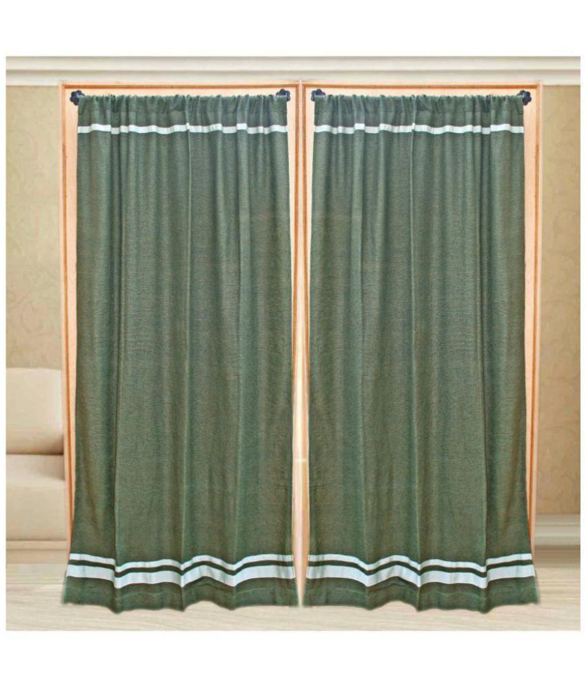 Sriam Single Long Door Rod Pocket Curtains Solid Green Buy Sriam