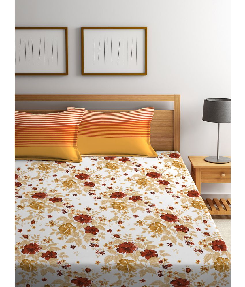 Tangerine Cotton Double Bedsheet with 2 Pillow Covers Buy Tangerine Cotton Double Bedsheet
