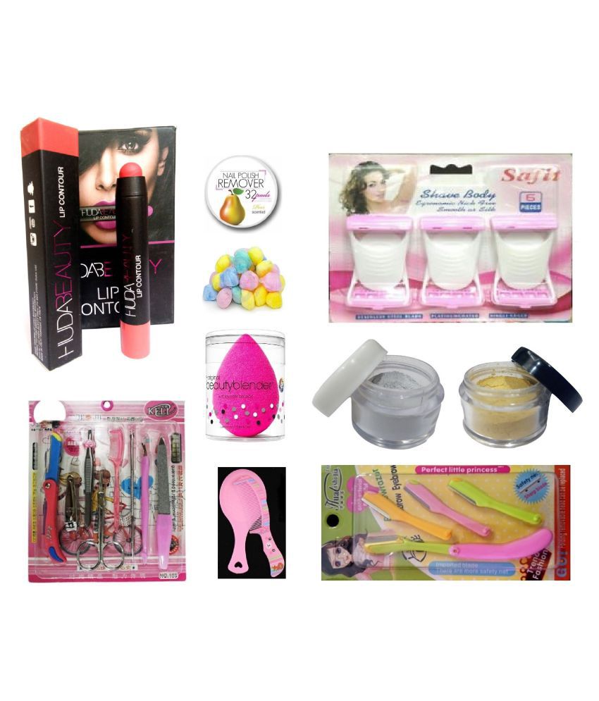 Huda Beauty Lip Contour Crayon (S-10) & 9 other items Combo Facial Kit gm:  Buy Huda Beauty Lip Contour Crayon (S-10) & 9 other items Combo Facial Kit  gm at Best Prices