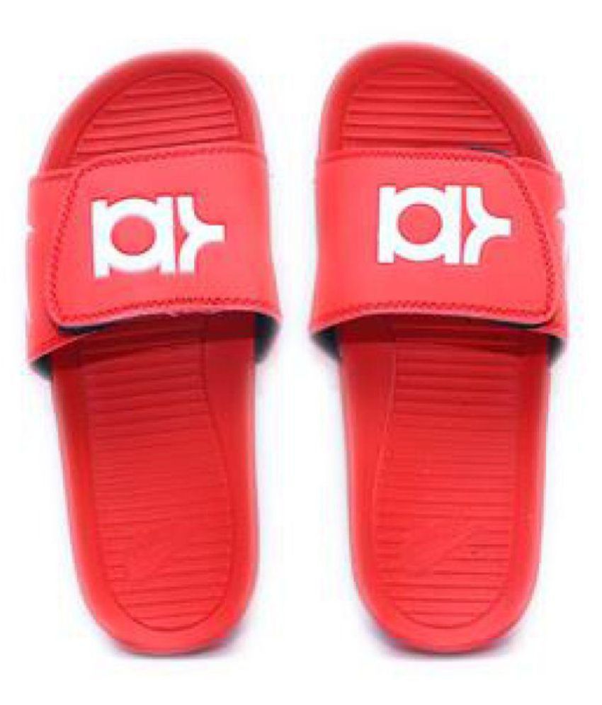 red nike flip flops