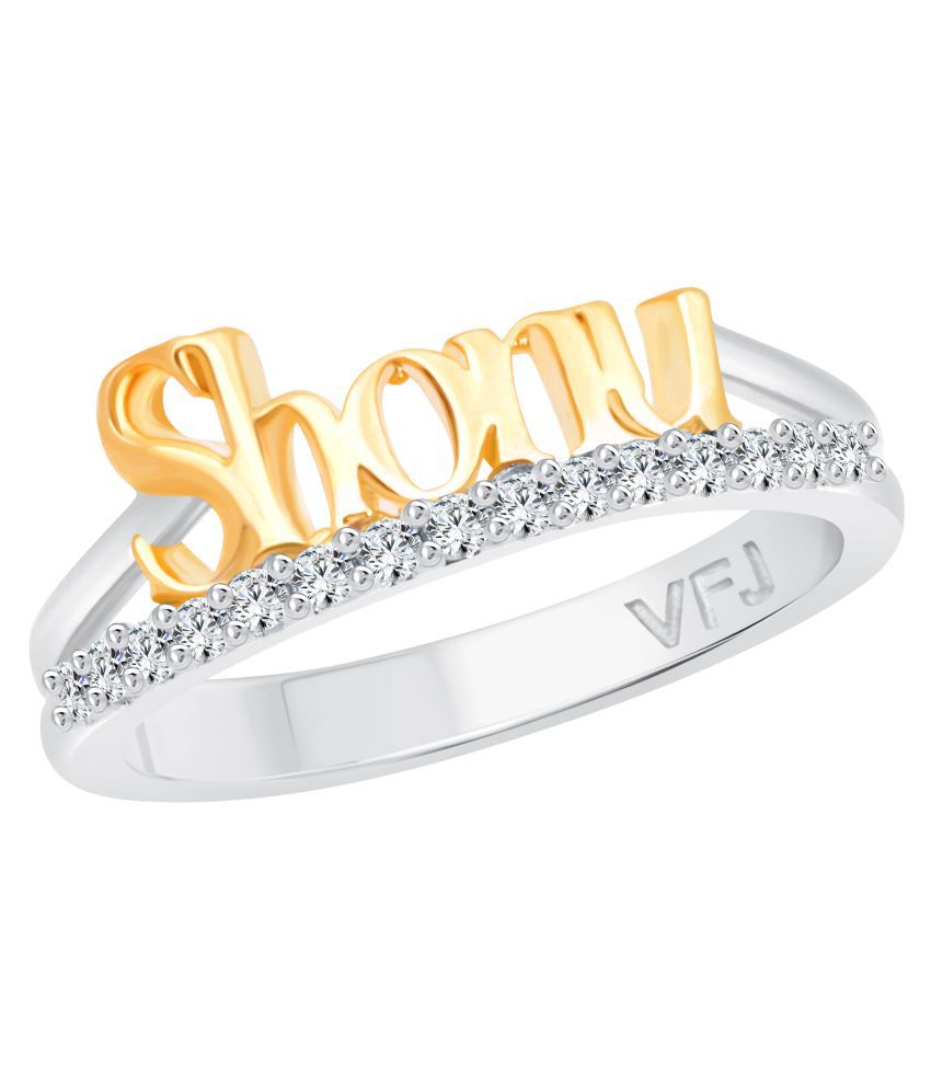     			Vighnaharta Romantic Word "SHONU" CZ Rhodium Plated Alloy Ring for Women and Girls - [VFJ1265FRR10]