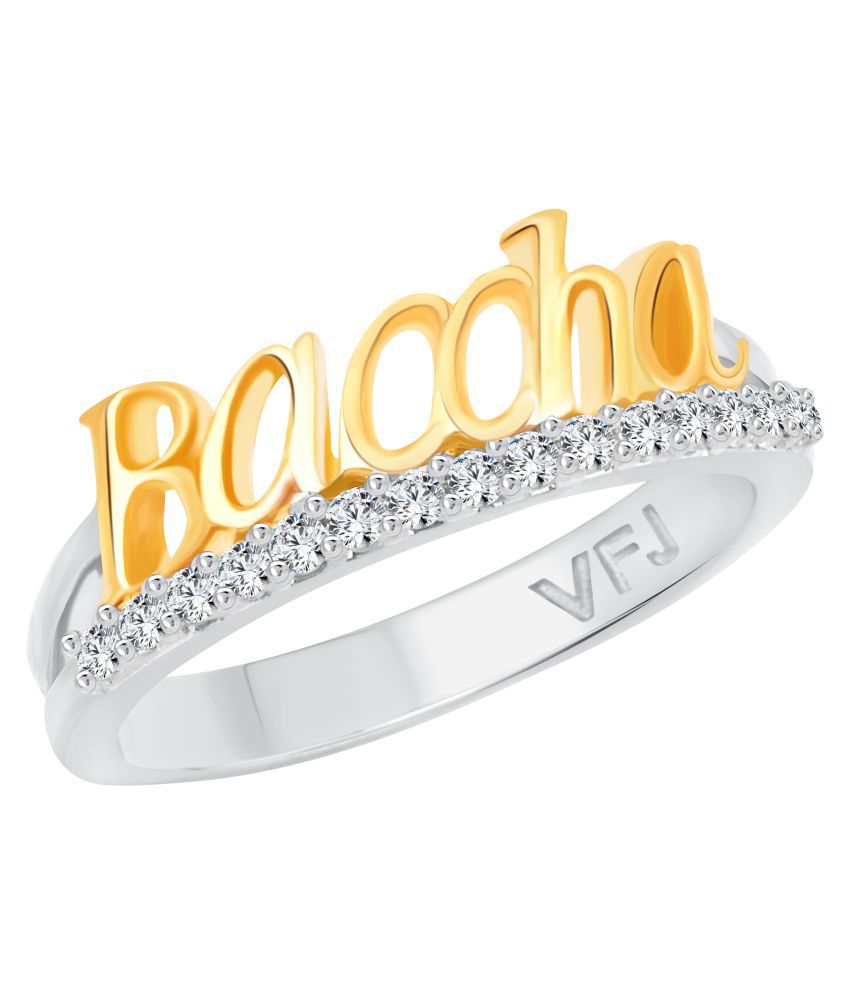     			Vighnaharta Romantic Word "BACCHA" CZ Rhodium Plated Alloy Ring for Women and Girls - [VFJ1262FRR15]
