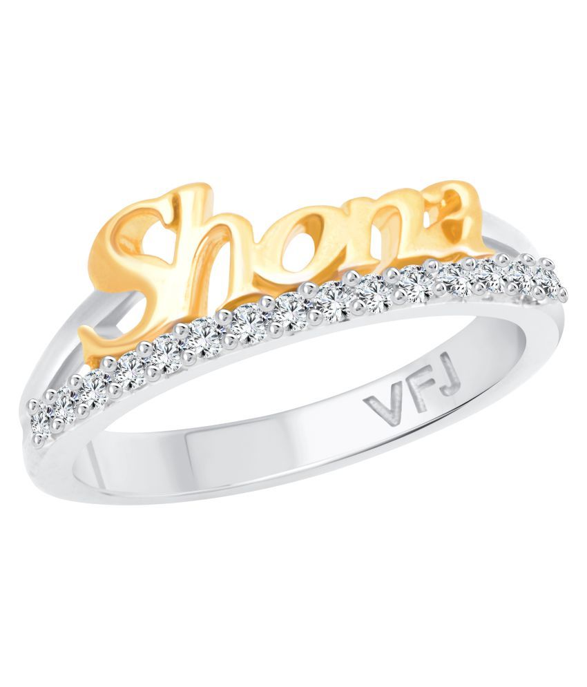     			Vighnaharta Romantic Word "SHONA" CZ Rhodium Plated Alloy Ring for Women and Girls - [VFJ1264FRR15]