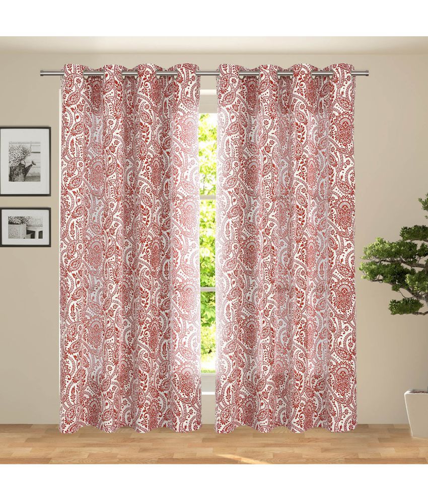ROSARA HOME Set of 2 Door Eyelet Curtains Paisley Red Buy ROSARA HOME