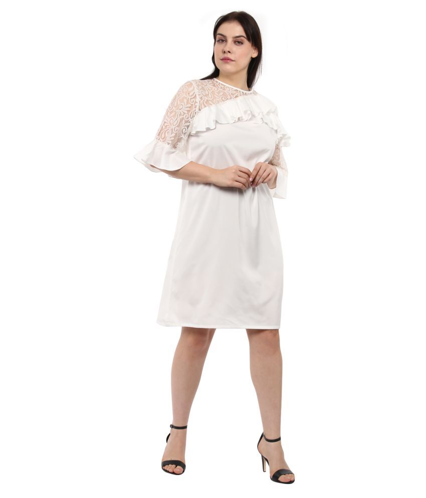 Damen Polyester Plus Size White Dresses 