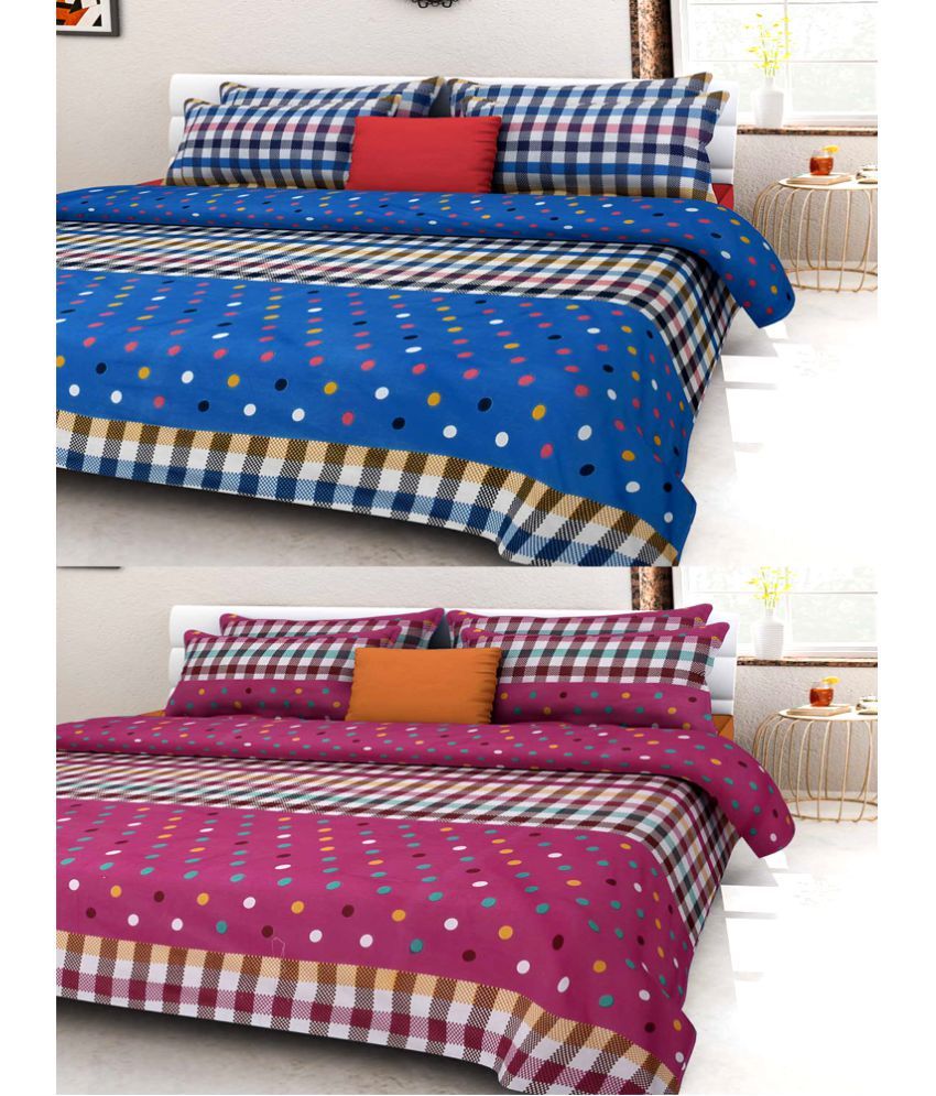 HFI Cotton 2 Double Bedsheets with 4 Pillow Covers Buy HFI Cotton 2