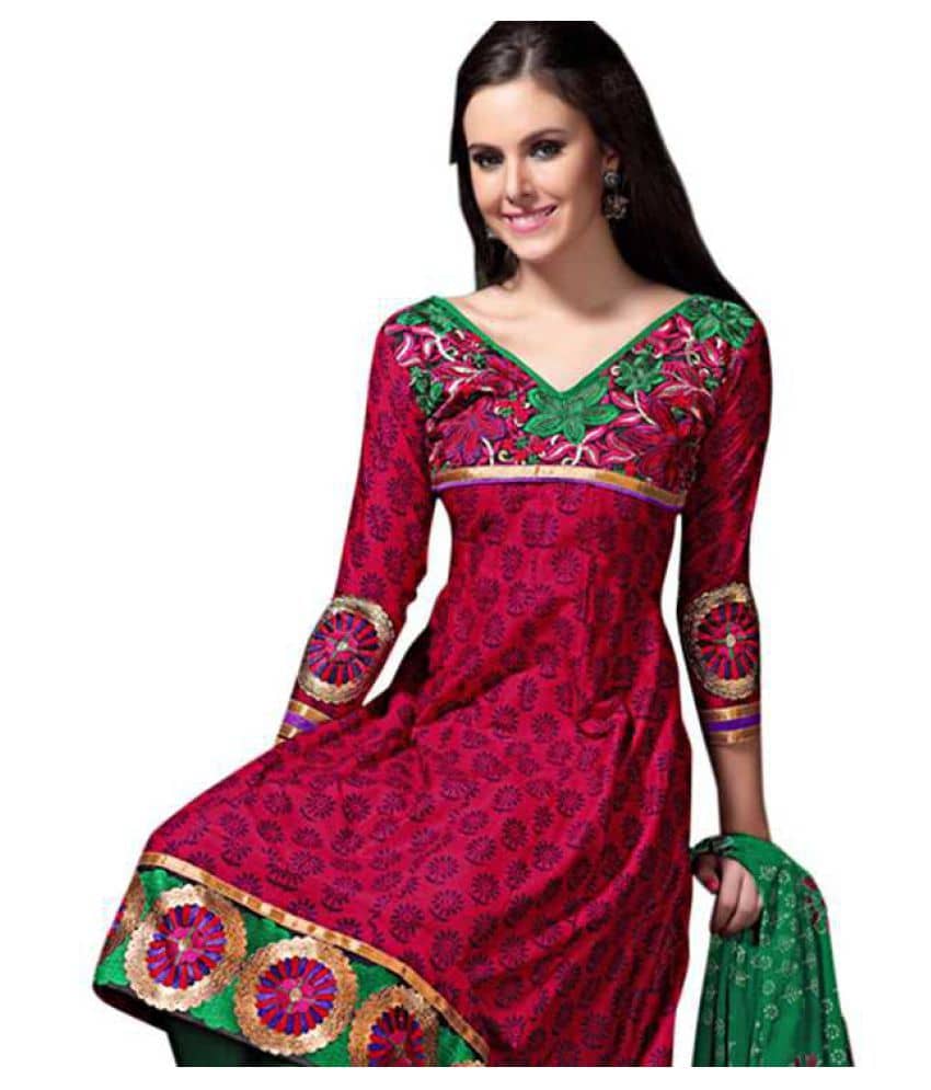 pink cotton dress material