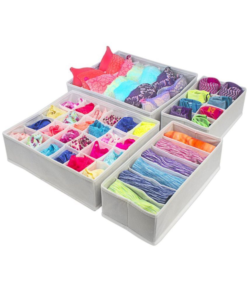 Uniquedealz Set Of 4 Organiser Foldable Drawer Dividers Storage