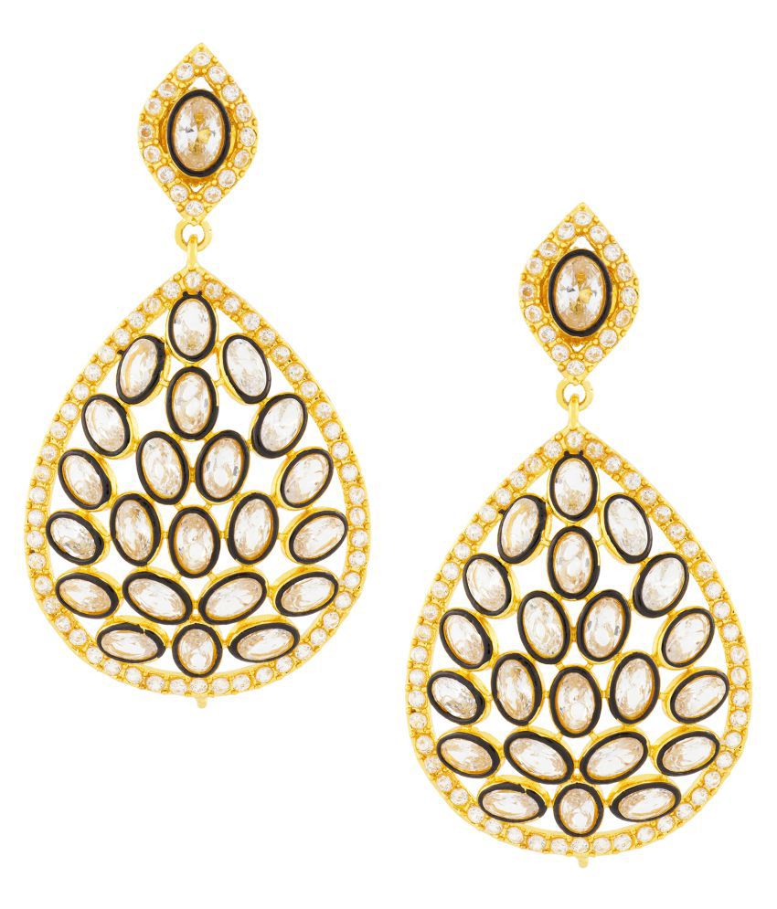     			The Jewelbox Filigree Enamel Design 18K Gold Plated Filigree Crystal Cubic Zirconia Dangle Drop Earring For Women