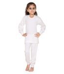 Vimal Jonney Single Girls Cotton Blend Thermal Top & Bottom Sets ( White )