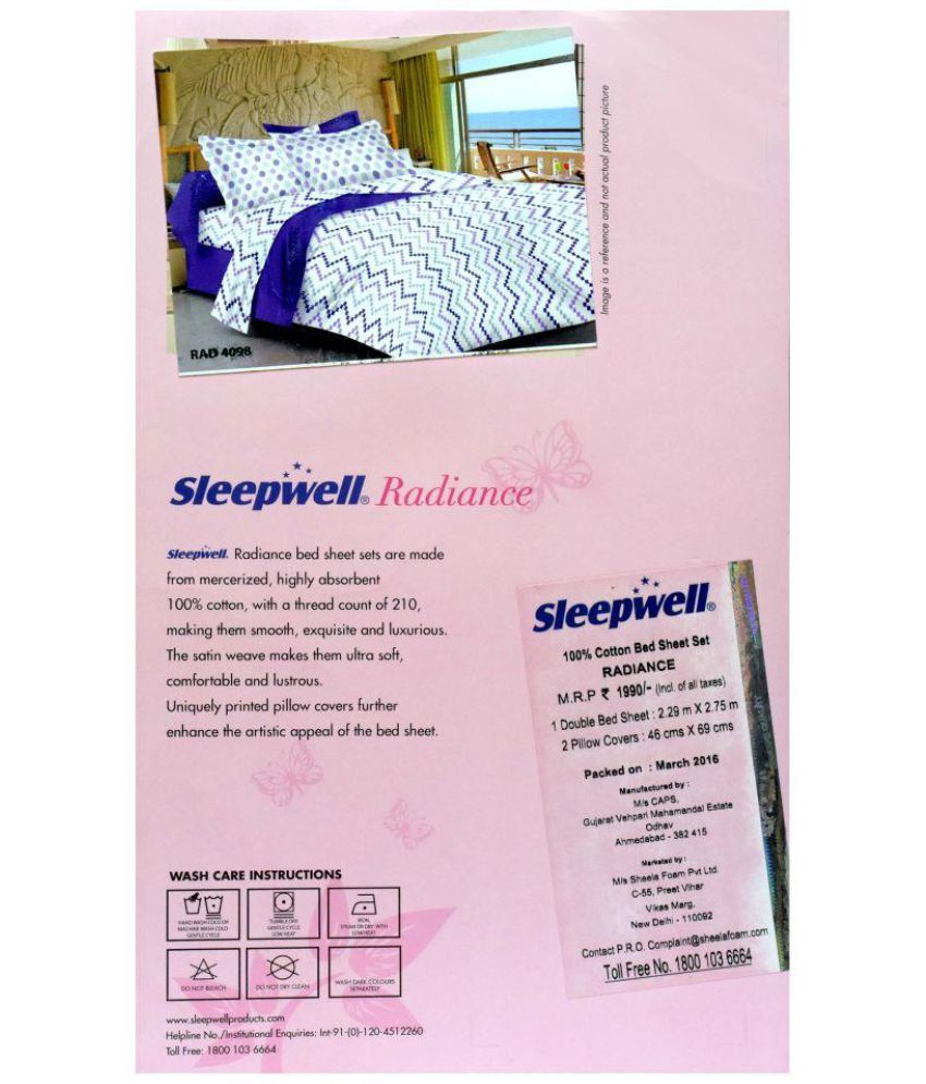 Sleepwell Cotton Double Bedsheet with 2 Pillow Covers Buy Sleepwell