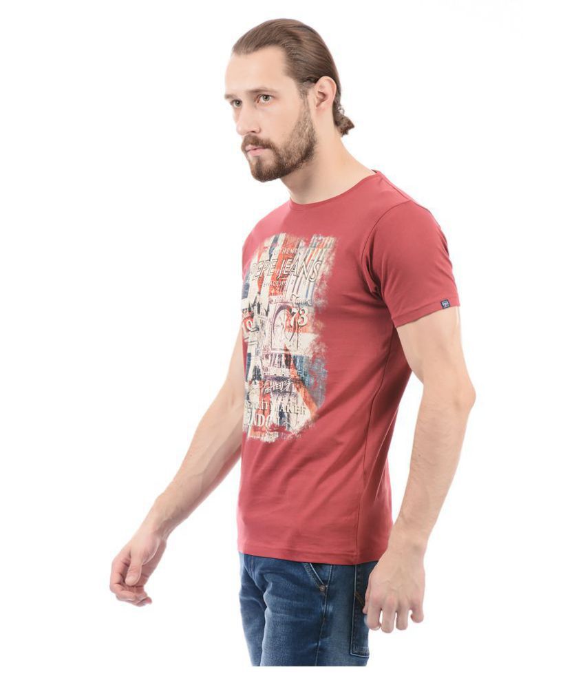 Pepe Jeans Red Round T-Shirt - Buy Pepe Jeans Red Round T-Shirt Online ...