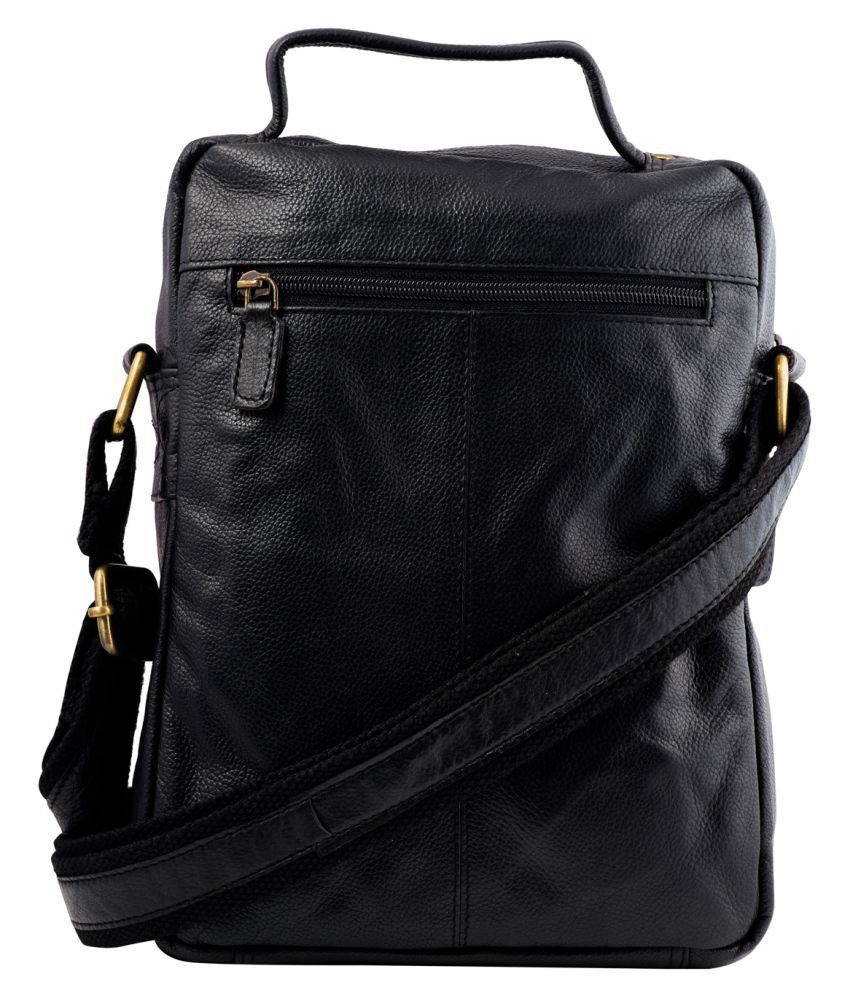 Buff & Jack Black Leather Casual Messenger Bag - Buy Buff & Jack Black ...