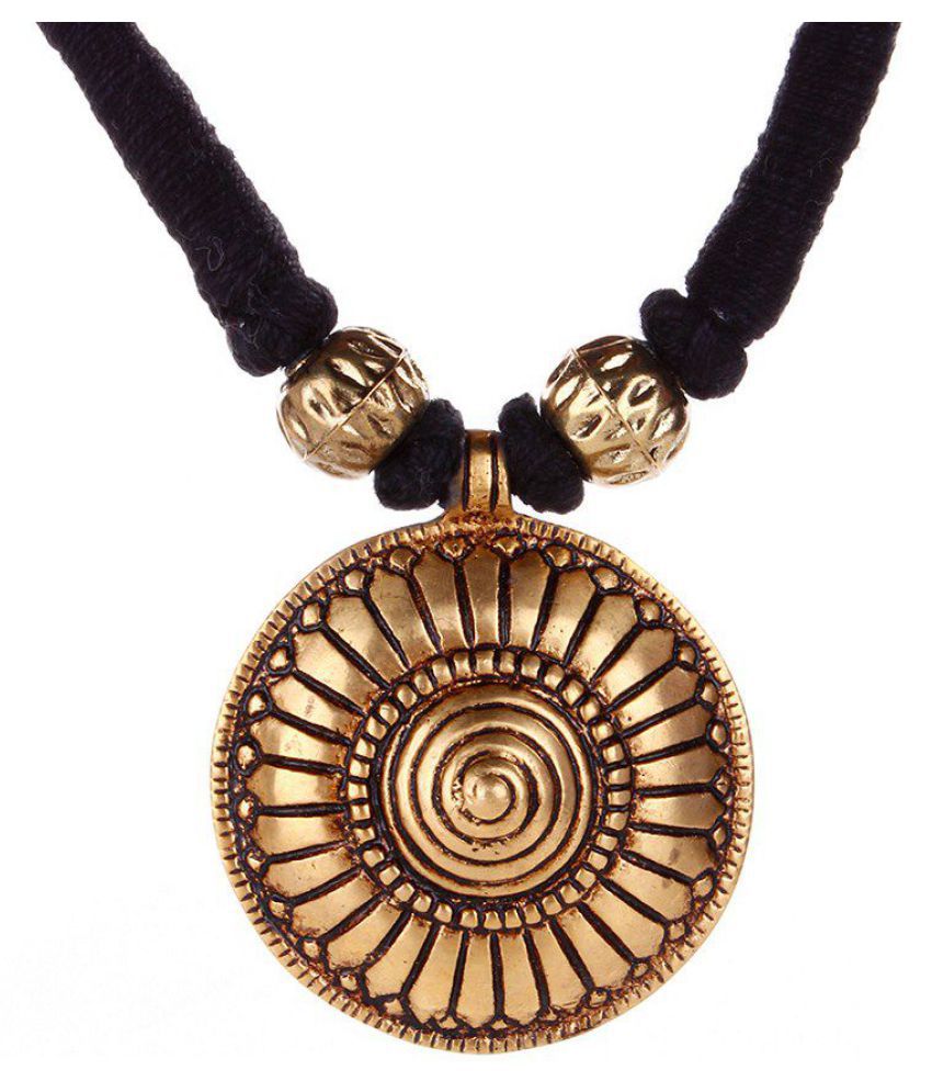 Tribes India Necklace Black Thread with Brass Pendant - Buy Tribes ...