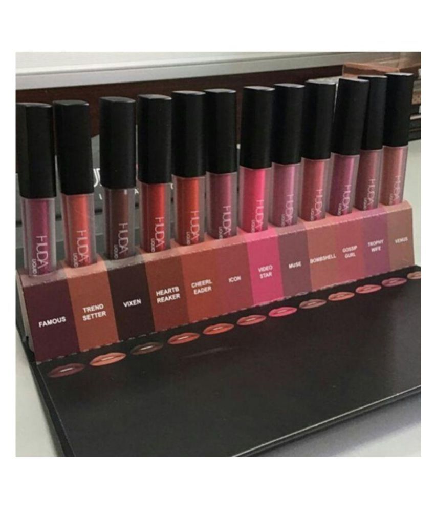 Huda beauty liquid matte lipstick/lipgloss set of 12 new & lovely Huda Beauty Liquid Matte Lipstick/Lipgloss Set of 12 New & Lovely