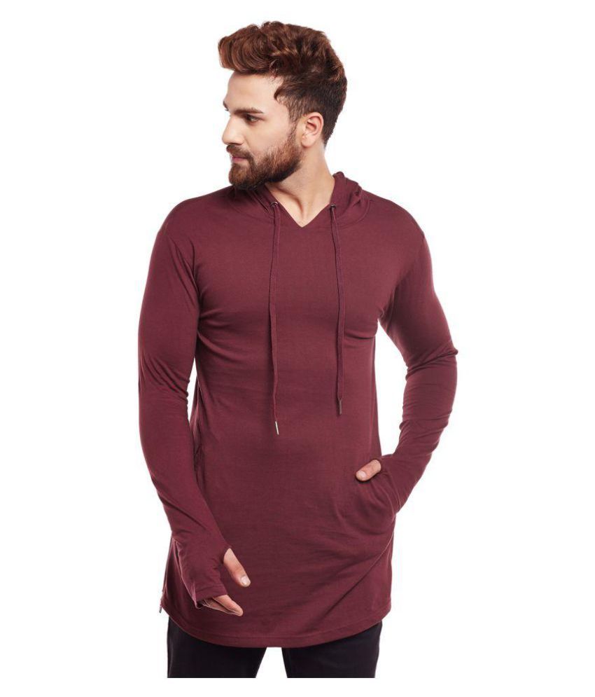 Hypernation Maroon Hooded Sweatshirt - Buy Hypernation Maroon Hooded ...