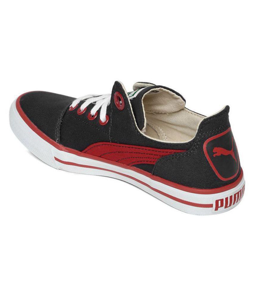 puma unisex red black limnos cat canvas shoes