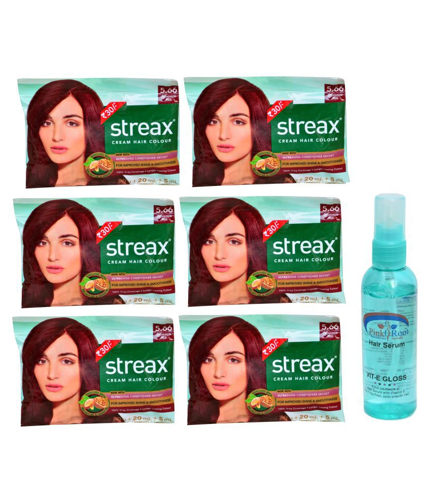 Streax Sachet 6 Hair Colour Cinnamon Red No.() With Pink Root Serum  Pack Of 7: Buy Streax Sachet 6 Hair Colour Cinnamon Red No.() With Pink  Root Serum Pack Of 7 at
