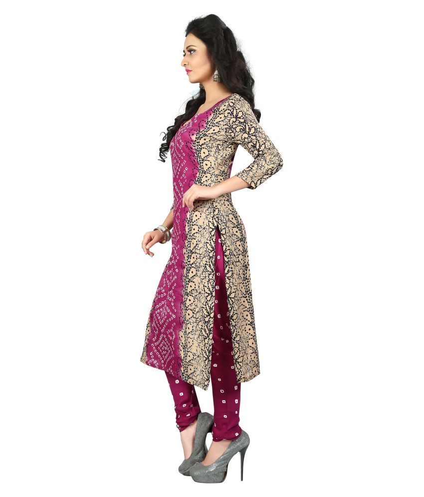 Dealsure Pink and Purple Satin Dress Material Buy Dealsure Pink and