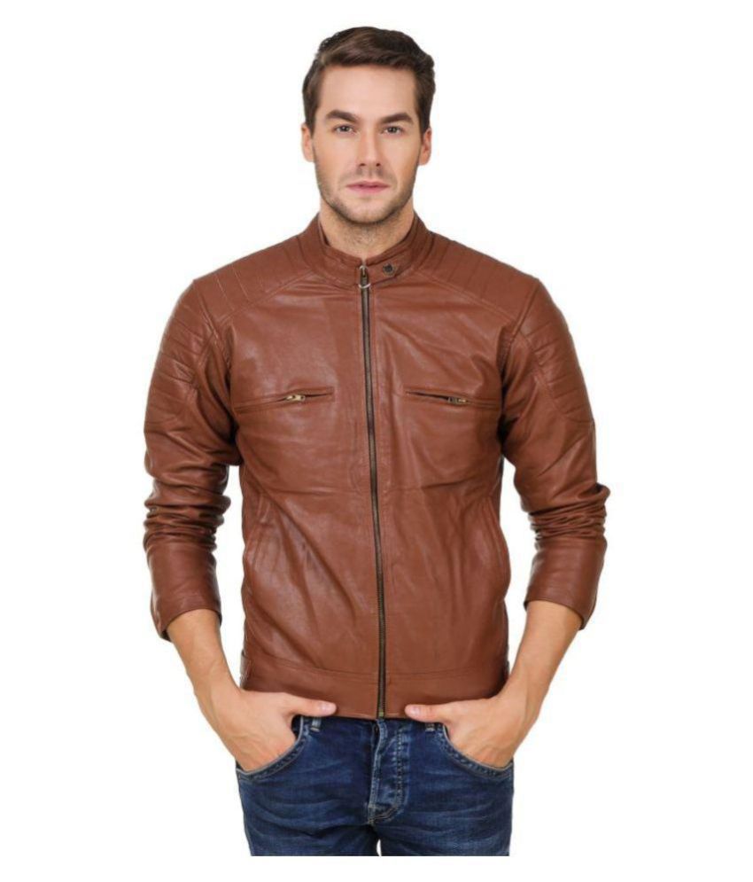 Leather Retail Brown Faux Leather Biker Jacket For Man: Buy Leather Retail Brown Faux Leather ...