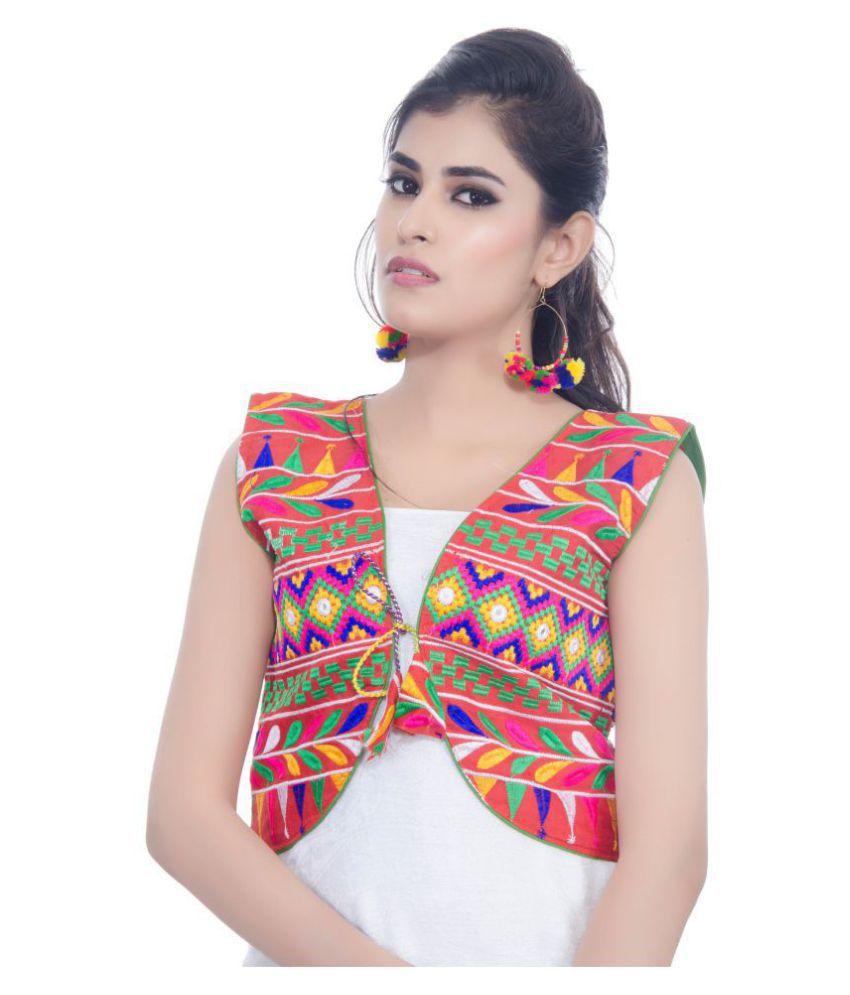 Buy Banjara India Cotton Blend Red Ethnic Jacket Online at Best Prices ...