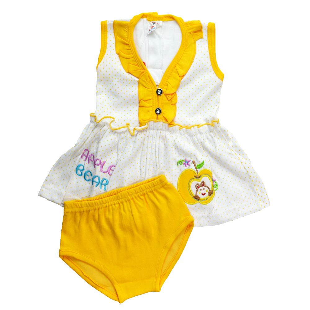 Elk Kids Baby Girls Cotton Frock Midi Pink Top With Matching Panty Set